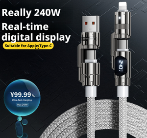 <span class=keywords><strong>Cable</strong></span> de Datos de 240W 4 en 1 con Pantalla LED Inteligente, <span class=keywords><strong>Cable</strong></span> de Carga Rápida con Tejido de Nailon de 1.5M - Product Image 2