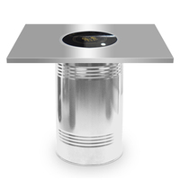 Tables de salle à manger coréennes en acier inoxydable pour restaurant, table ronde commerciale