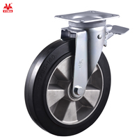 VIMA Premium caoutchouc noyau en aluminium plaque d'acier pivotant solide noir poubelle roulette 6 8 10 pouces roue à ordures