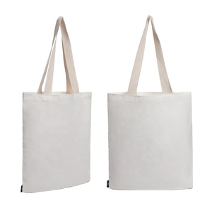 Sacs de courses en coton réutilisables écologiques de haute qualité, coton blanc uni - Product Image 1