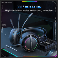 ONIKUMA X88 Stereo Gamer Auriculares de doble Diadema con micrófono Iluminación RGB Auriculares con cable Gamer para PC PS4 Regalo