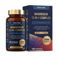 Capsules de complexe de magnésium OEM 12-en-1 700 mg pour la relaxation musculaire, l'amélioration du sommeil, le soutien immunitaire et les bienfaits antioxydants - Utilisation pour adultes