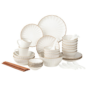 Minimalist Solid Color Porcelain Dinnerware <b>Sets</b>-Microwave & Dishwasher Safe 6-8 Users High-End Home Use Housewarming Gift <b>Set</b> - Product Image 5