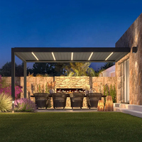 Pérgola Personalizada de Aluminio Bioclimática con Techo Retráctil Motorizado, Protección UV e Impermeable para Jardín