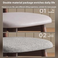 Chaise de salle à manger en bois massif de style moderne Fauteuil en bois simple avec cuir PU et lin en coton pour les loisirs de restaurant, de café et de thé