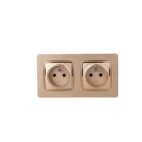 Soket pintar standar Prancis 220V, saklar colokan ganda dengan 13A abu-abu Panel PC plastik soket dinding listrik 16A colokan UK standar