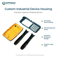 Casing Perangkat Genggam Custom 2K Injection Molding Satu Paket, Housing PDA Tangguh Overmolding, Cetakan Injeksi Dua Warna OEM