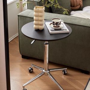 Wan Yusen <b>Round</b> <b>Coffee</b> <b>Table</b> Wood Top Height Adjustable Movable Rotatable For Living Room Home Use - Product Image 2