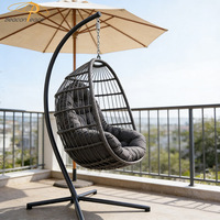 Panier de patio extérieur en acier osier rotin balançoire œuf chaise suspendue balançoire de jardin avec support