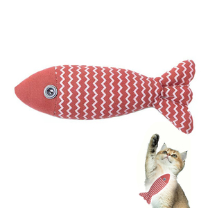 Lino personalizado masticar gatito juguete Lino-Algodón multi-colores pez estilo mascota juguete disponible pez hierba gatera gato juguete al por mayor - Product Image 1