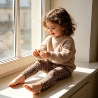 Leggings imprimés léopard pour enfants, pantalons extensibles en coton doux pour petites filles, pantalons décontractés à taille élastique, vêtements de tous les jours