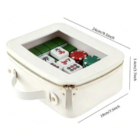 Pochette de rangement pour tuiles de Mahjong avec extérieur en PU et fenêtre de visualisation transparente en PVC pour le rangement des jeux de Mahjong et les jeux à domicile