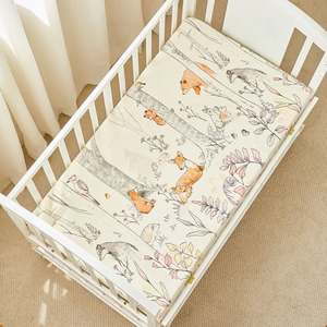 Drap-housse en jersey STANDARD 100 imprimé pour bébé, 100 % coton naturel, drap de lit personnalisé bio pour berceau - Product Image 6