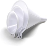 Ensemble de 3 entonnoirs de cuisine en plastique blanc à large ouverture, tailles petite, moyenne et grande, pour remplir les bouteilles, les bocaux, les liquides et les poudres