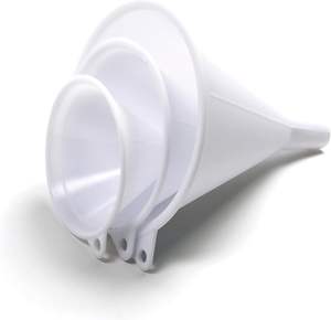 Funis de Plástico Brancos de Boca Larga em 3 Peças, Tamanhos Pequeno, Médio e Grande para Encher Garrafas, Potes, Líquidos e Pó - Product Image 2