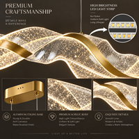 Lampe suspendue LED moderne personnalisée en forme de vague, lustre linéaire long de luxe en aluminium et acrylique pour hôtel, restaurant, villa, projet