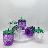 Herbruikbare 500ml BPA-vrije unisex doorzichtige drinkfles voor sap en water, schattig fruit-druivenvormig, trendy stijl, zomerfeestjes, plastic