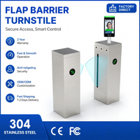 Tourniquet compact à barrière rabattable, contrôle d'accès intelligent par empreinte digitale et reconnaissance faciale, en acier inoxydable 304, pour bureaux et salles de sport