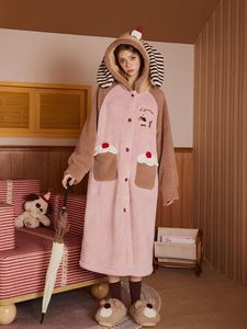 Pigiama da donna in pile corallo caldo con stampa cartone animato Bassotto, maniche lunghe, in terylene, per cosplay e feste IM151-W - Product Image 5