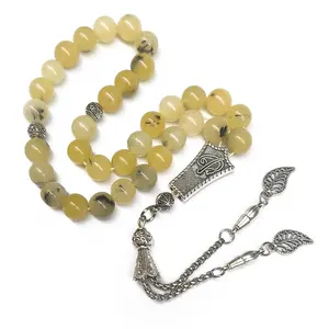 Cuentas de oración de jade de panal optimizadas naturales musulmanas de 33 cuentas | Conjunto de regalo islámico al por mayor Tasbih Ramadan | Turco Misbaha <span class=keywords><strong>Rosar</strong></span> - Product Image 2