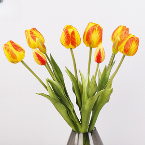 Bouquet de fleurs artificielles en caoutchouc souple, simulation de tulipes, décoration de bureau, fausses fleurs pour salon, accessoires de photographie, tulipes artificielles réalistes au toucher - Product Image 3