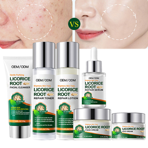 Ensemble de soins pour la peau à la racine de réglisse OEM, hydratant, éclaircissant, lissant, réparateur, crème hydratante pour le visage, sérum pour le visage - Product Image 1
