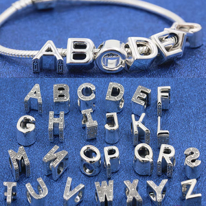 Charm de Cuentas con Letras A-Z Estilo Pan en Plata de Ley <span class=keywords><strong>925</strong></span> para Pulseras Originales Regalos de Joyería DIY para Mujer - Product Image 2