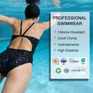 Maillot de bain une pièce pour femme, dos ouvert, séchage rapide, tissu extensible, bretelles fines, pour l'entraînement en piscine - Product Image 2