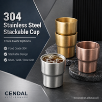 Gobelet empilable réutilisable en acier inoxydable 304, écologique, trois couleurs, pour café, thé, bureau, maison, camping