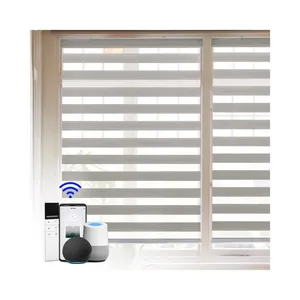 供应商提供易于安装的电动遮光斑马百叶窗智能窗户遥控斑马窗帘