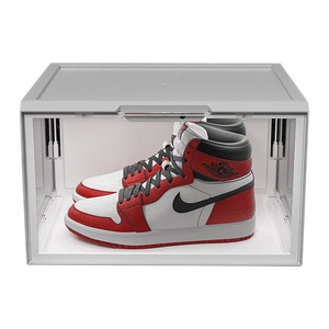 Sound Activated Plastic led shoe box container magnetic custom giant transparent led shoe boxes stackable led shoe storage