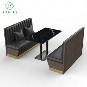 Hualin nhà hàng sang trọng bàn ăn bằng đá cẩm thạch và bộ gian hàng; nhà máy tùy biến đồ nội thất nhà hàng - Product Image 2