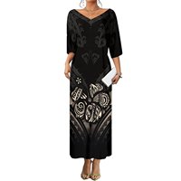 Nouvelle robe de haute qualité personnalisée Pacific Island Art Design col en V profond demi-manches Elei Tribal été grande taille femmes tenue décontractée