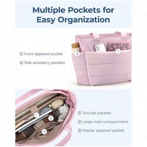 Bolso Tote Acolchado Personalizado con Serigrafía en Lona para Mujer - Bolso de Mano con Compartimentos para el Trabajo, Viajes y Oficina - Product Image 2