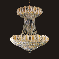 Lustre en verre de Murano LAITING, fleur de lotus, or, LED, salon, éclairage en cristal