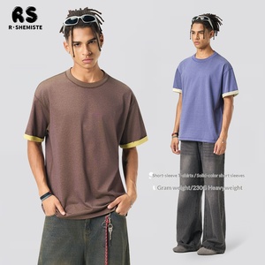 Camiseta de Manga Corta para Hombre y Mujer, Estilo Retro, 230G, Algodón Transpirable y Absorbente de Humedad, Corte Holgado - Product Image 1