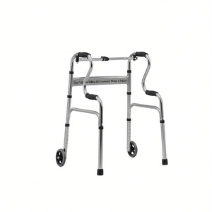 Déambulateur pliable gris avec roues pour l'aide à la mobilité - Product Image 1