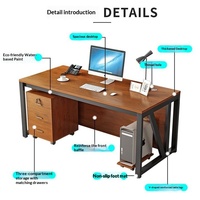 Bureau d'ordinateur moderne et minimaliste en bois, résistant au feu et aux taches, avec chaise de bureau pour employé