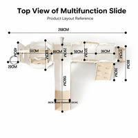 Aire de jeux intérieure pour enfants 7 en 1, thème château, centre d'activités modulaire en plastique avec toboggan, balançoire et structure d'escalade, ensembles de toboggan et balançoire pour enfants