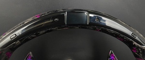 Volant en carbone forgé sur mesure pour <span class=keywords><strong>Audi</strong></span> A3/S3/RS3/A7/Q3/A8/Q7/A4/A5/A6/R8 - Accent violet en cuir et palettes de changement de vitesse - Product Image 2