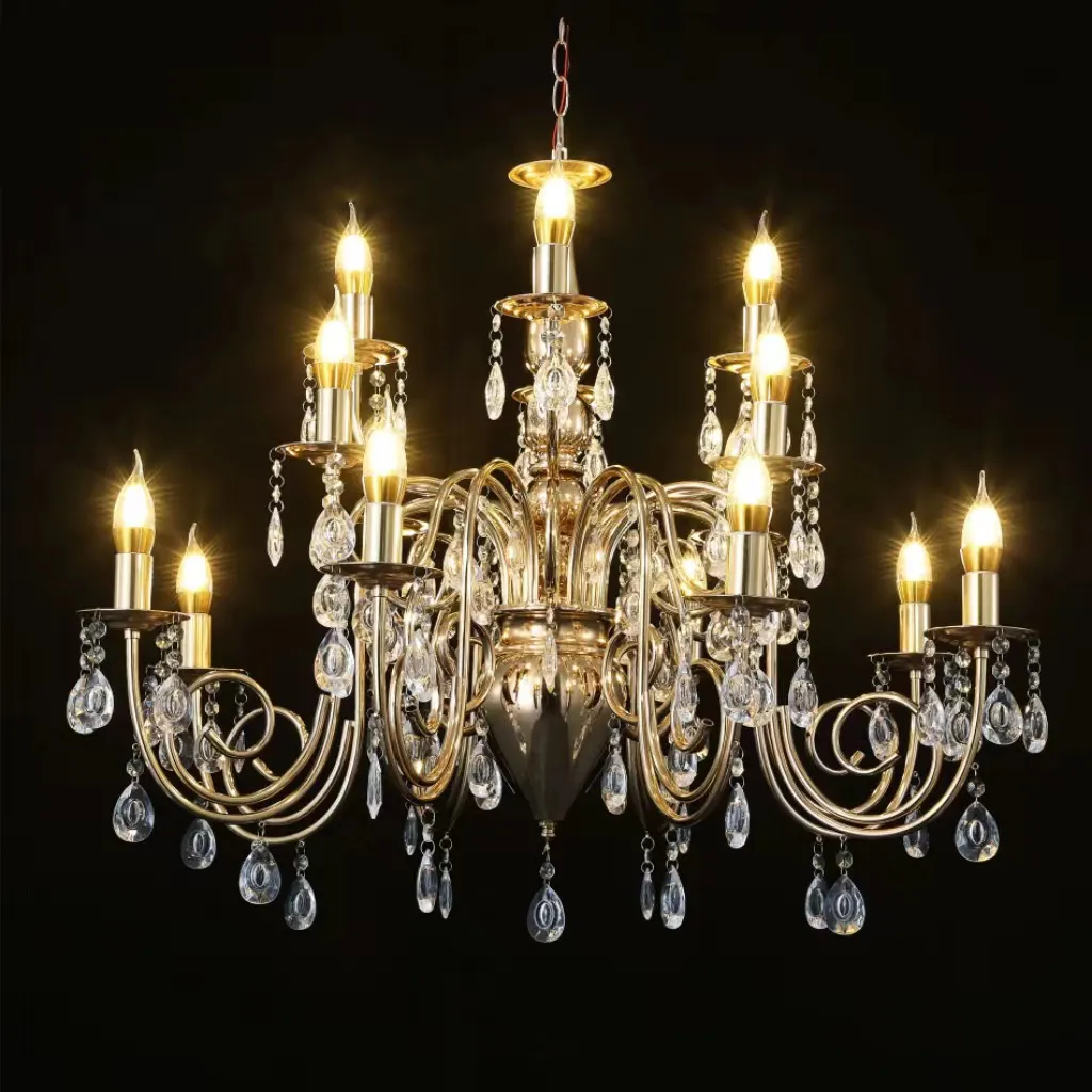 Lustre en cristal moderne de luxe, plafonnier d'intérieur, lampes suspendues en or, pour décoration de mariage, hôtel