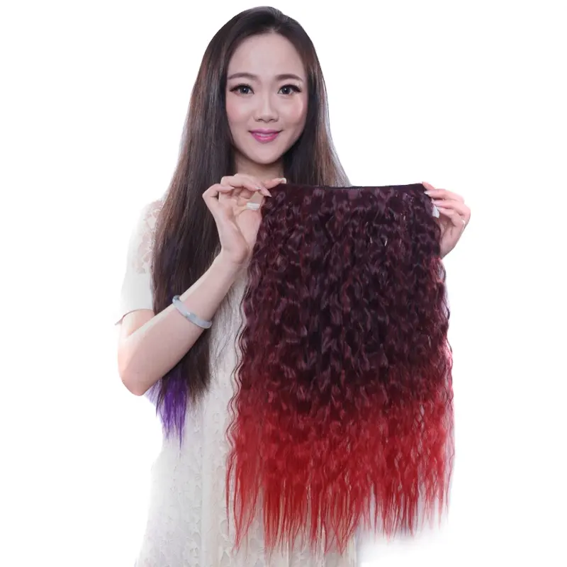 Mengyun Long Clips in Hair Extension Synthetic Natural Hair Water Wave Blonde Black Brown Red 24"For Women Hairpieces