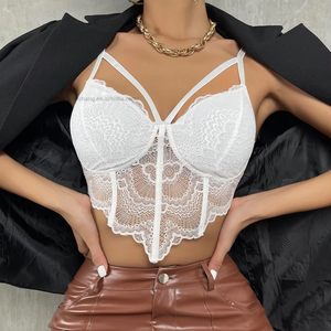 Haut T-shirt Femme Sexy en Dentelle Dos Nu Slim à Bretelles Halter avec Baleines – Tendance Mode - Product Image 5