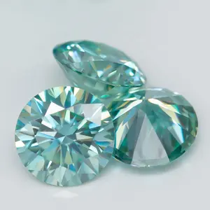 Supper moissanite solto azul 1ct/2ct/3ct gra certificado redondo moissanite pedra preciosa laboratório cultivo preço de diamante por carat