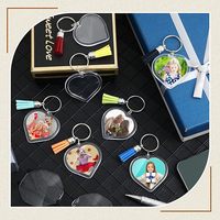 Porte-clés vierges en acrylique en forme de cœur pour insertion de photo, avec cadre transparent de qualité supérieure, pour cadeau de luxe rapide