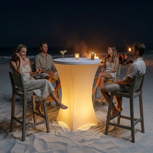 Wholesale Modern Design 110cm High Plastic Illuminated Circular High Top Cocktail bar <strong>Table</strong>, Suitable for Outdoor Gatherings - Product Image 5