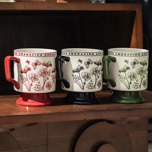 Elegant <b>Ceramic</b> <b>Mug</b> With Floral Pattern 12 Oz Coffee Tea Cup Office Gift Nordic Style Handled Cup - Product Image 5