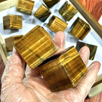 Prix d'usine – Pierre naturelle œil de tigre jaune sculptée à la main en forme de cube, idéale pour la méditation, la décoration de fêtes et comme cadeau