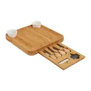 Toptan peynir tahtası ve masa bıçak set-Bambu peynir tabağı ve çatal bıçak kaşık seti hafif masa peynir kurulu ve bıçak seti bambu