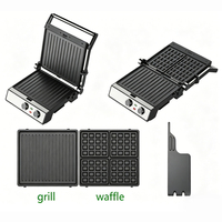 Grille-pain multifonction 2-en-1 HUAQI, gaufrier, 4 tranches, plaques amovibles antiadhésives, 2000W, électrique, 180 degrés, usage domestique